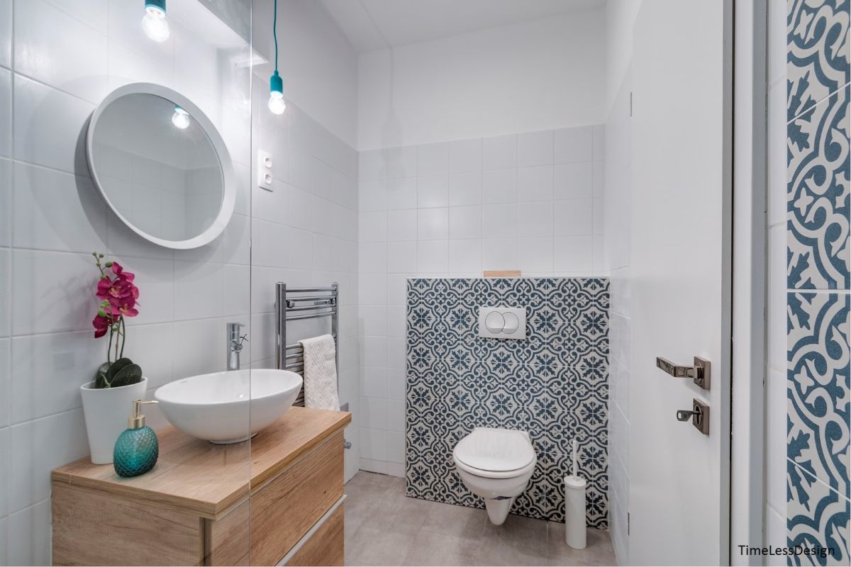 Fürdőszoba marokkói mintás cementlapokkal