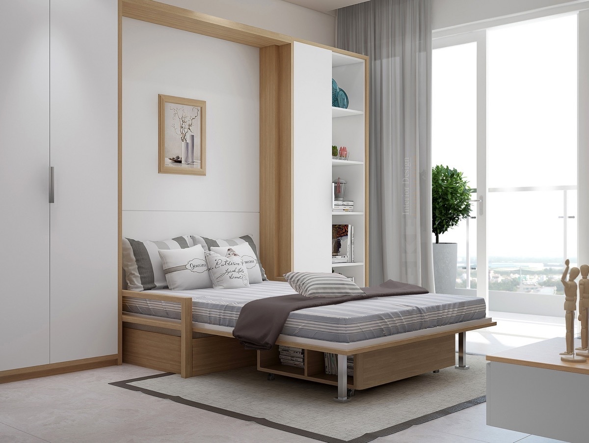 Modern hálószoba ágyszekrényes változatban