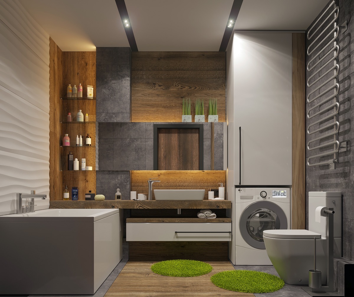 Modern fürdőszoba optimális helykihasználással