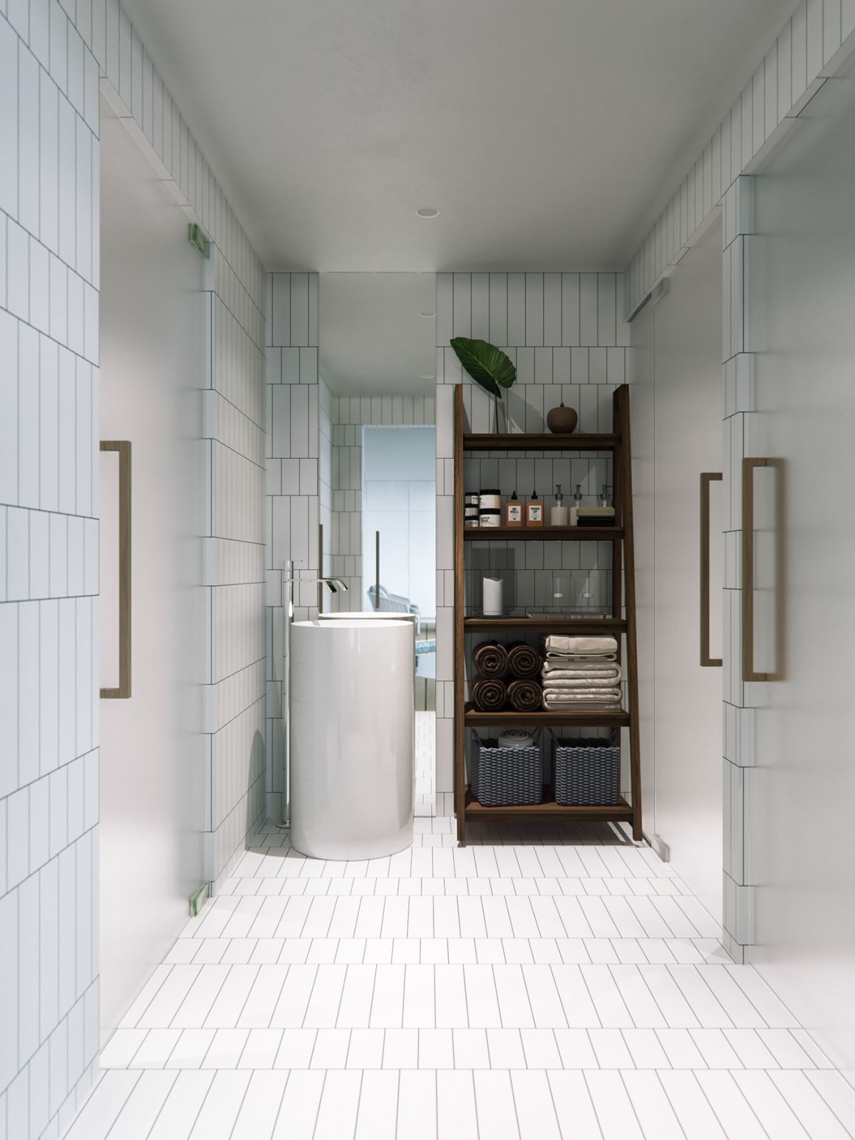 Fehér modern zuhanyzós fürdőszoba