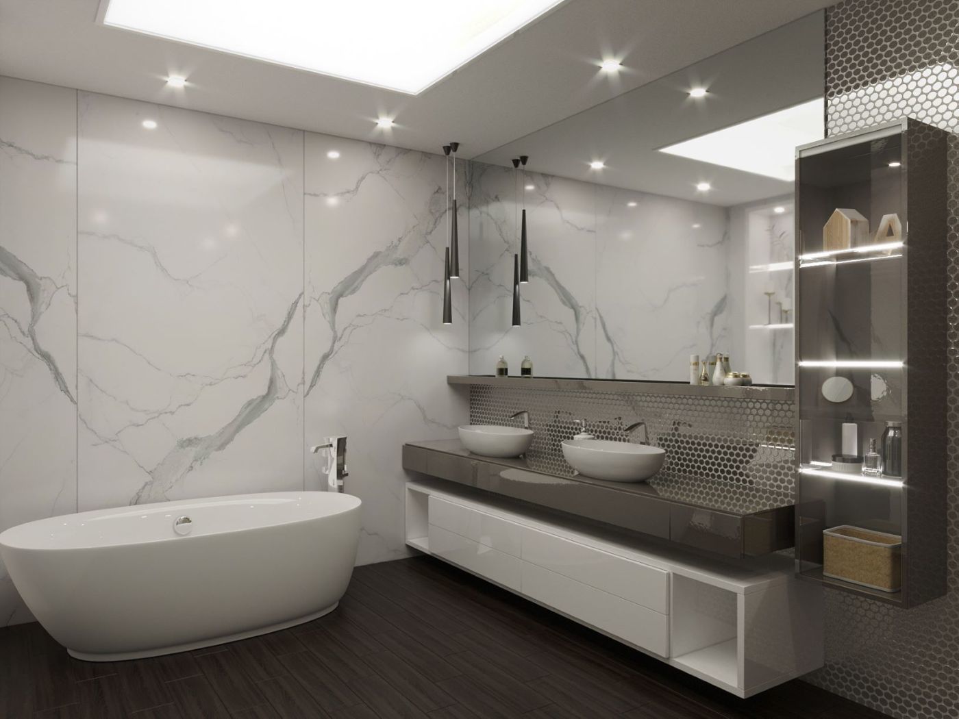 KrisztaArt - márvány mintás modern fürdőszoba