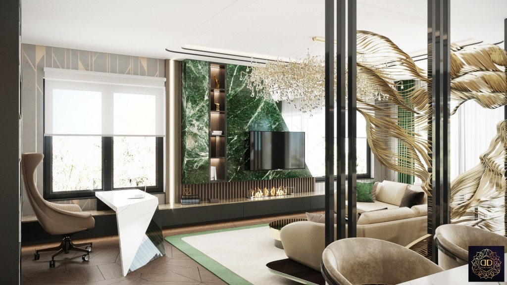 Zöld design a nappaliban - Üzletember penthouse lakása