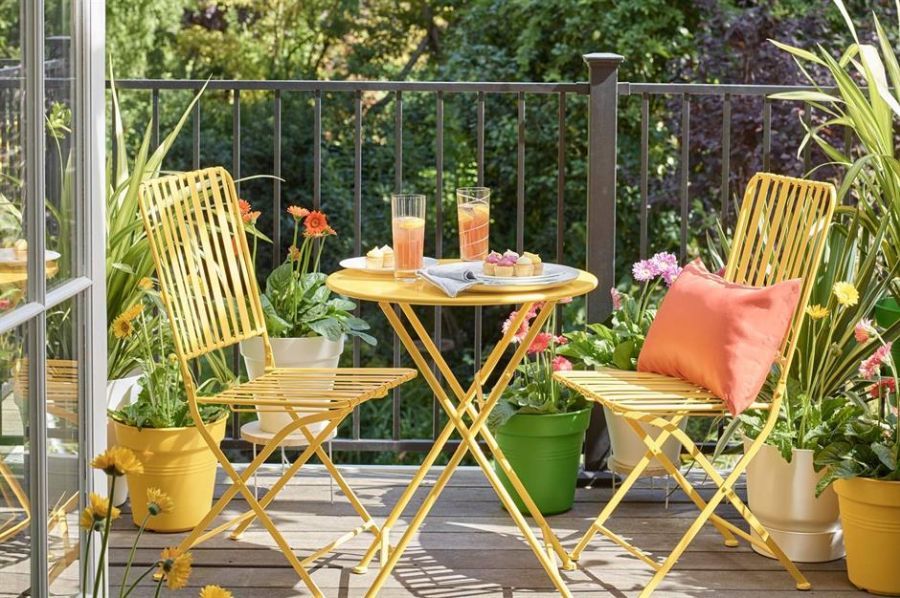 Sárga összecsukható kerti bútor