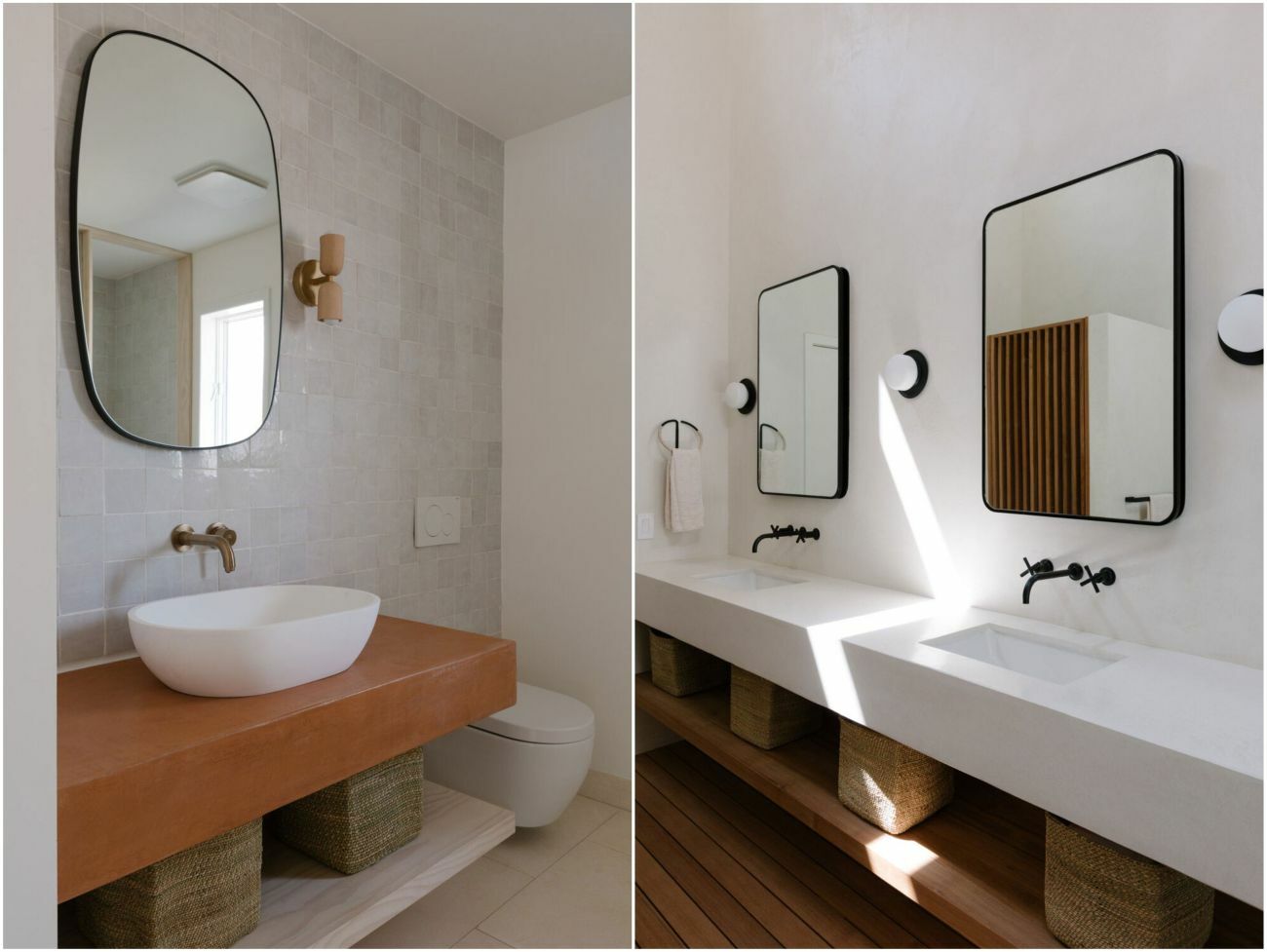 A fürdőszoba és a mosdó natúr és fehér koncepciója