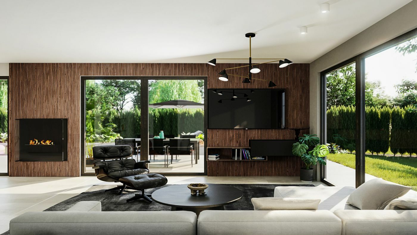 Design klasszikus Eames fotel és modern kanapé