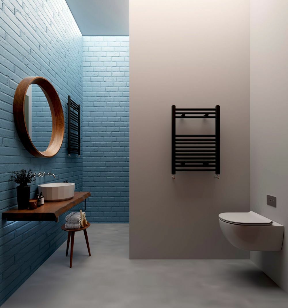 Kék és barna fürdőszoba ötlet