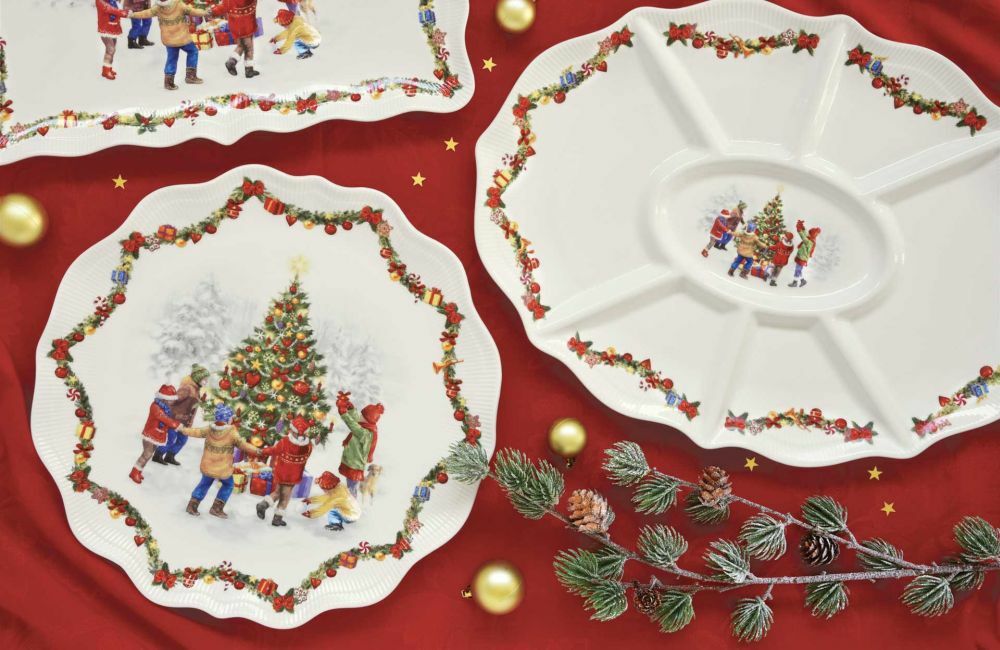Karácsonyi életkép tányérok