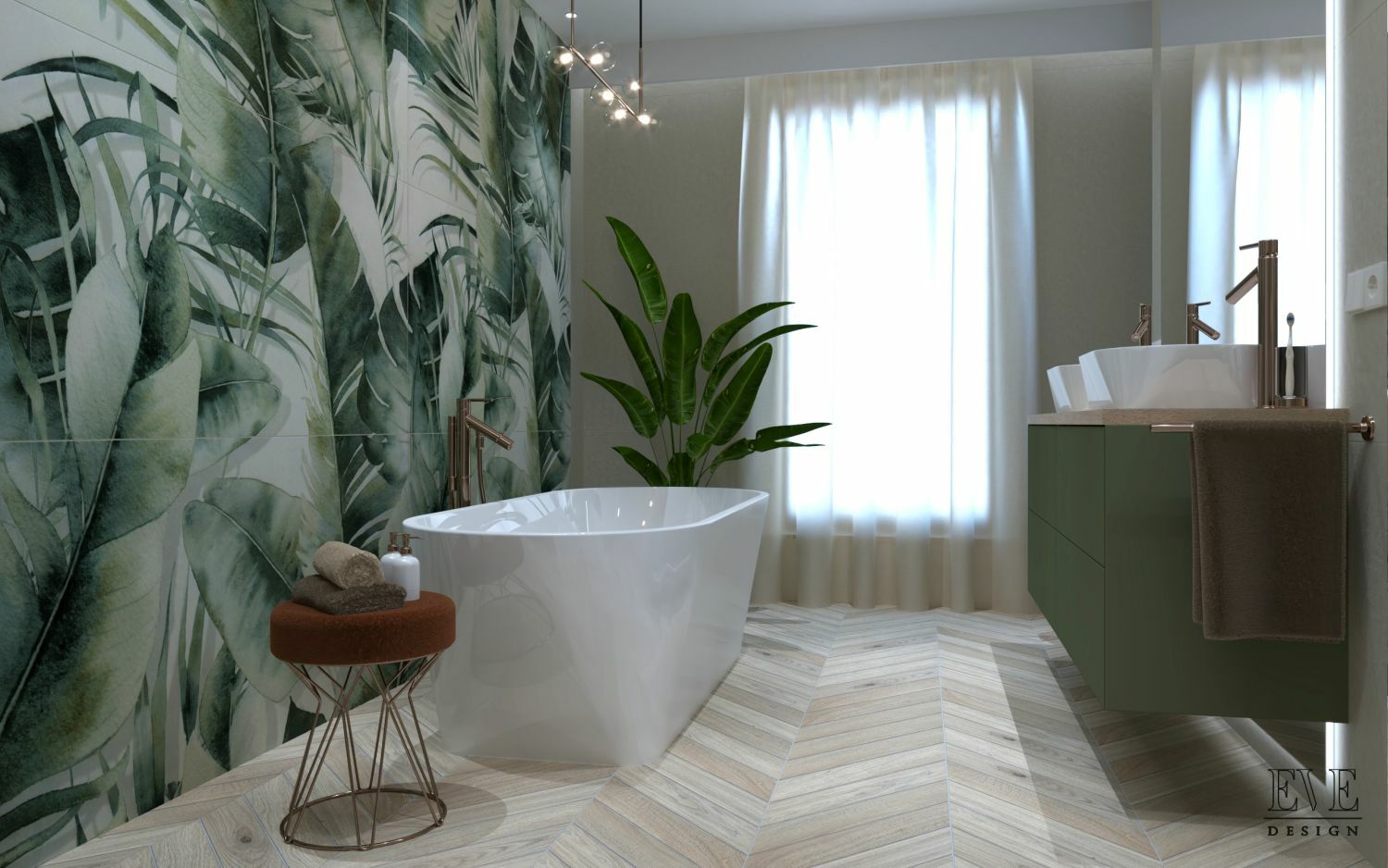 FAP Dzsungel mintás falburkolat elegáns fürdőszobákhoz