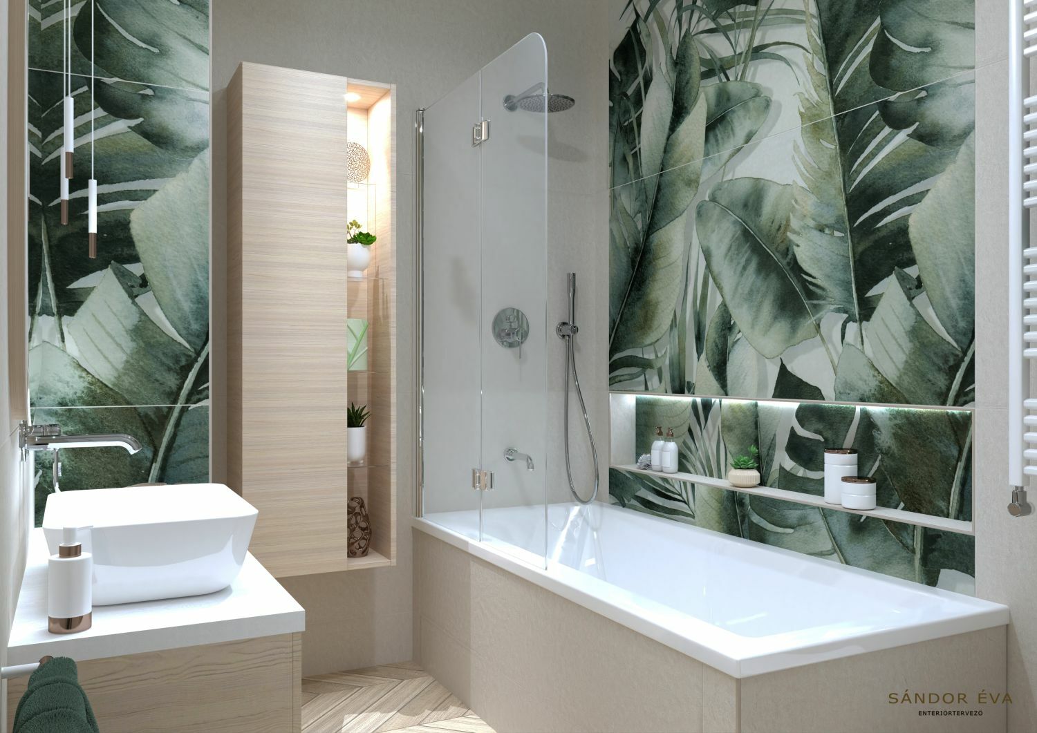 FAP Dzsungel mintás fürdőszobai burkolat