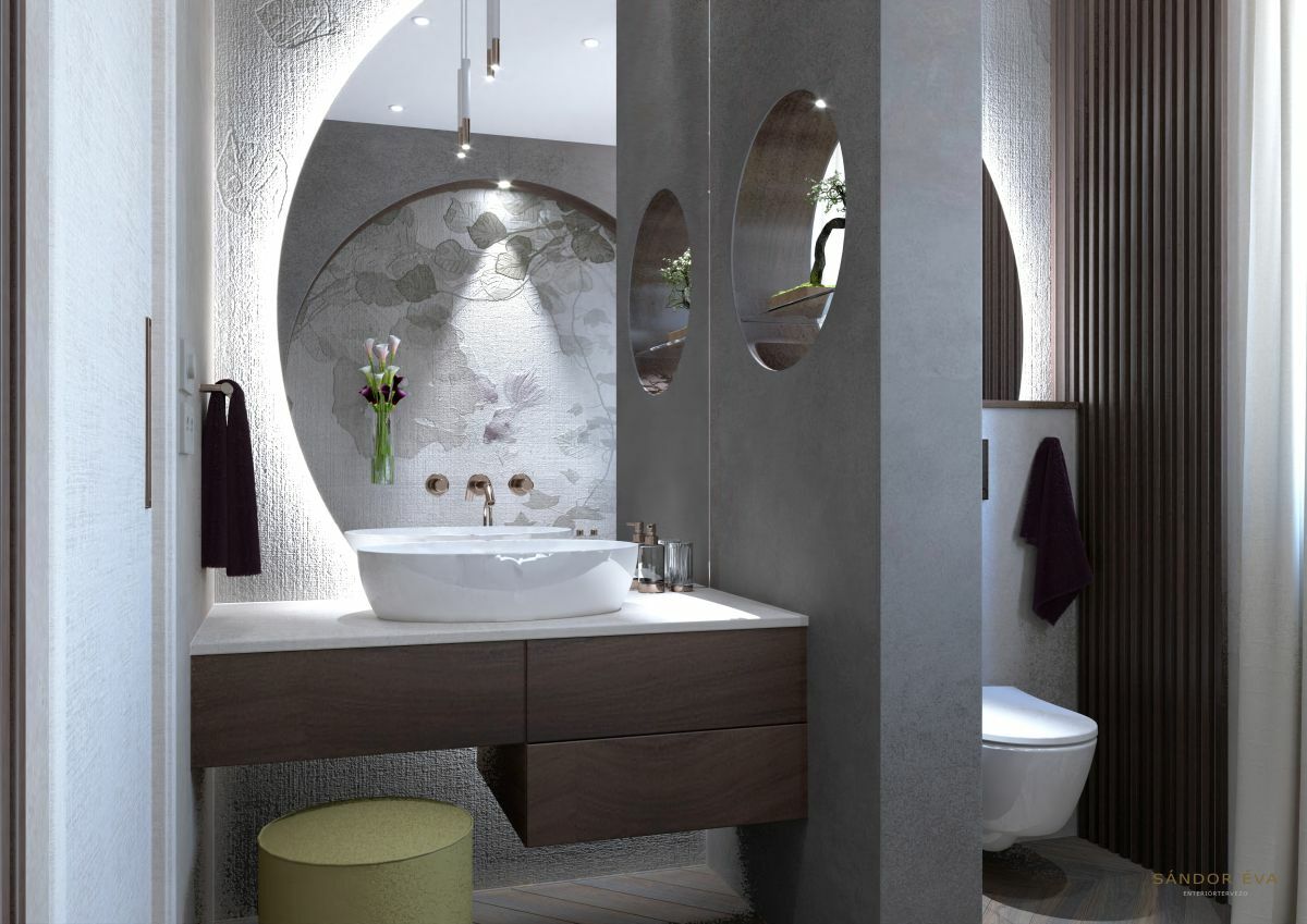 Modern fürdőszoba vízálló tapétával