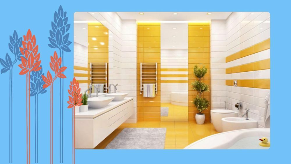 Sárga fehér fürdőszoba