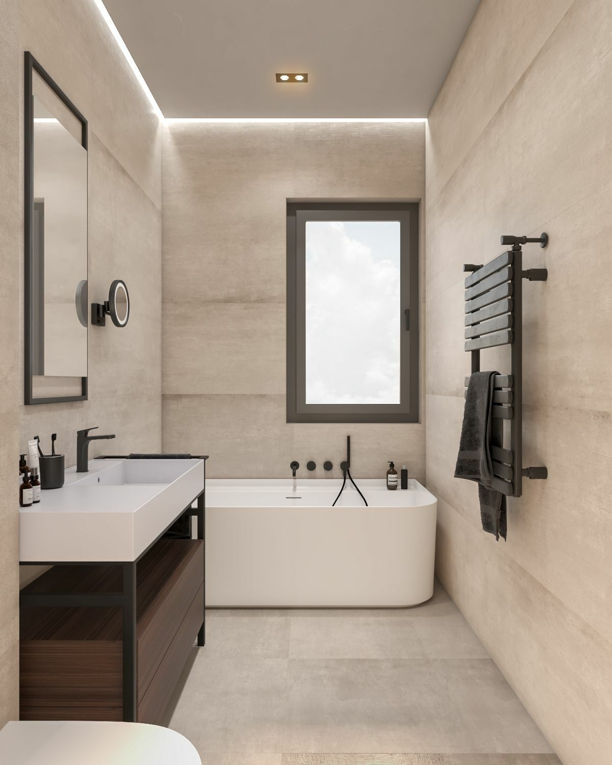 Rejtett fények dobják fel a modern fürdőszobai hangulatot
