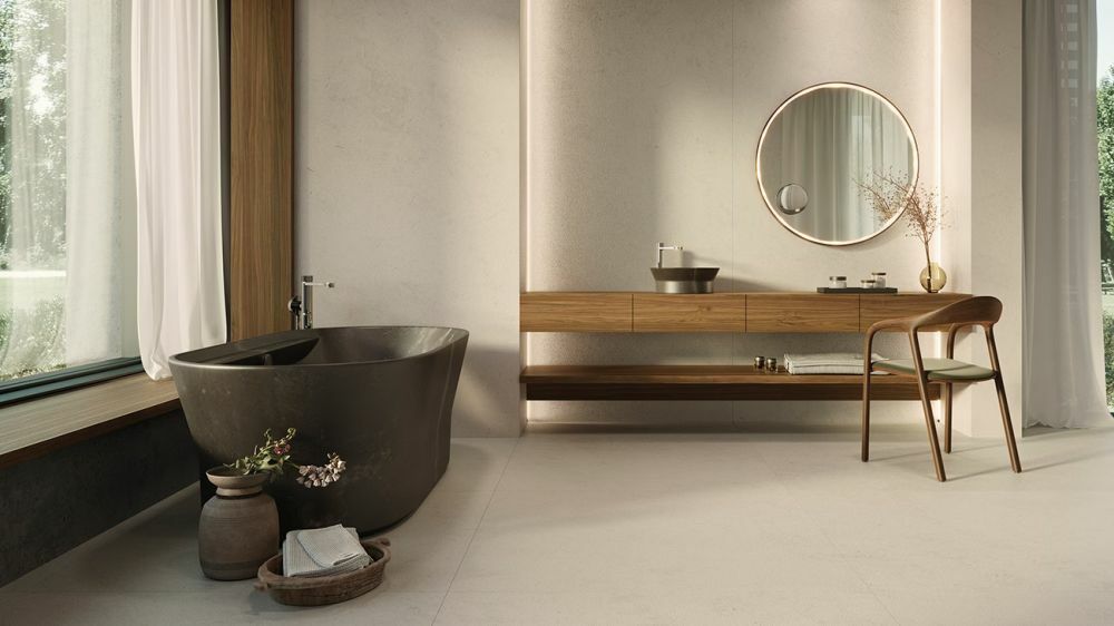 Porcelanosa padlólap luxus fürdőszoba