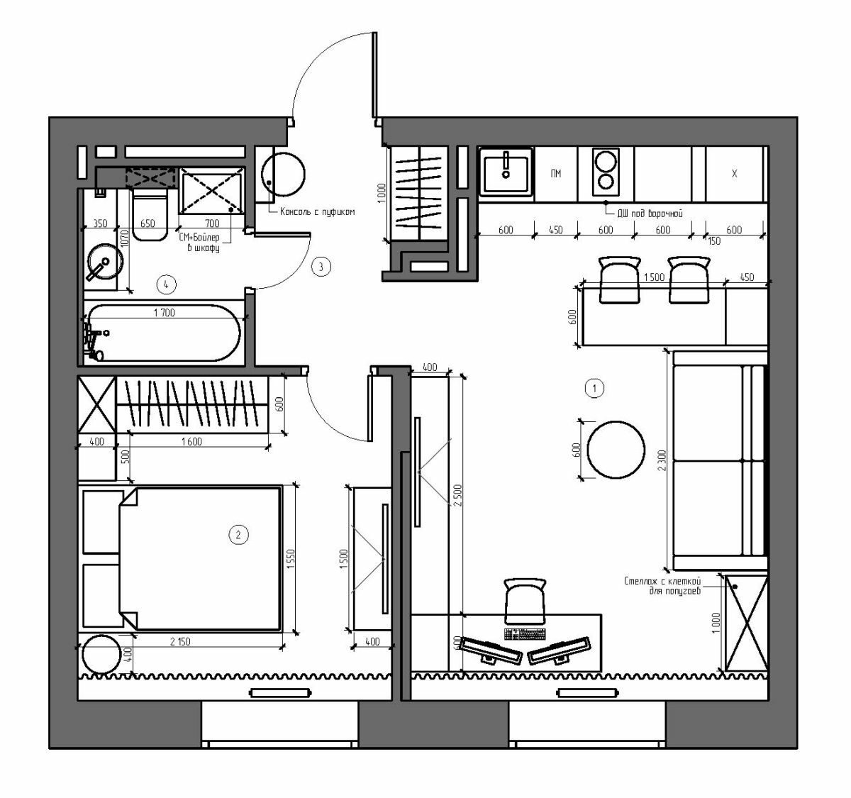 A 36 m2-es lakás alaprajza