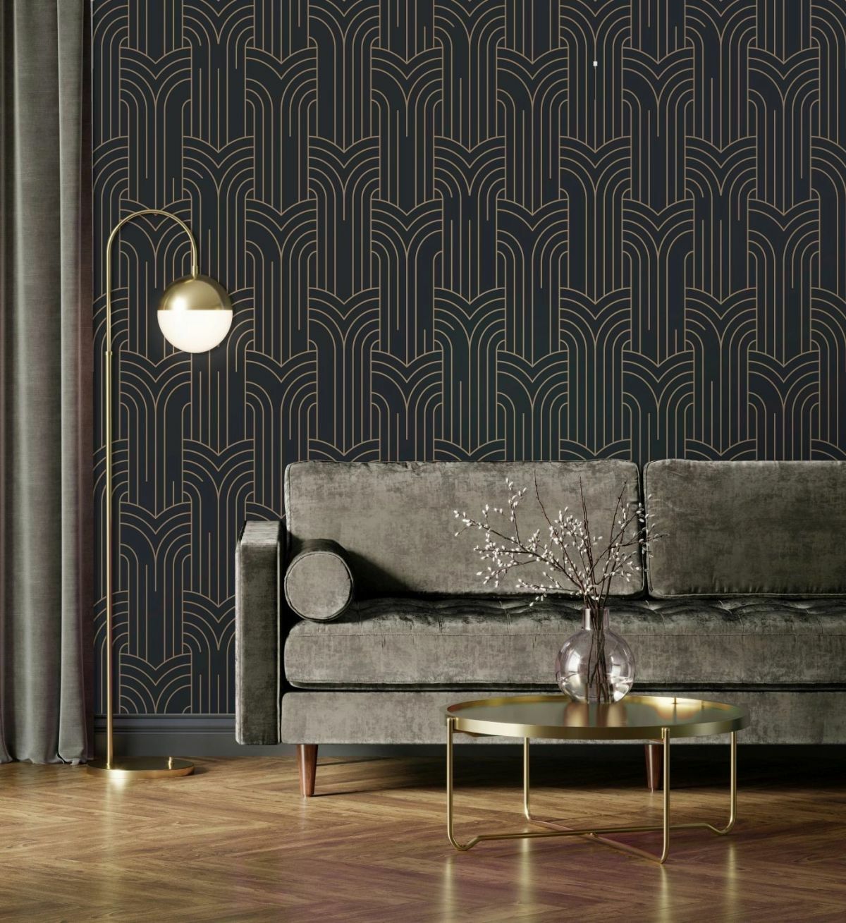 Fekete art deco tapéta