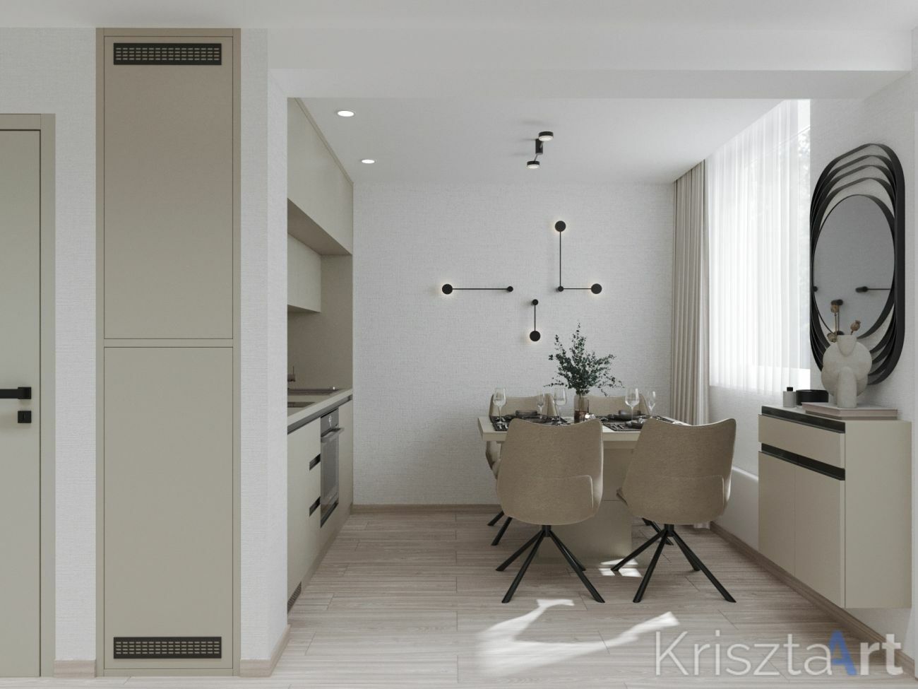 Négyszemélyes étkezővel kiegészülő tér