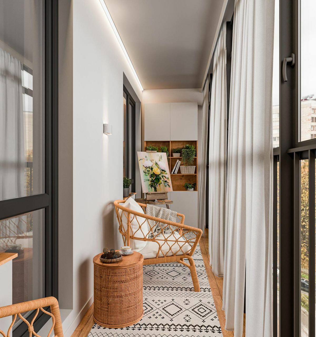 Keskeny és hosszú loggia berendezése