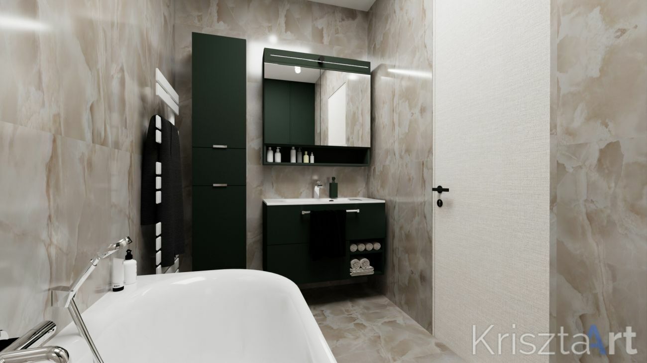 Kényelmes méretű sötétzöld fürdőszobai szekrények