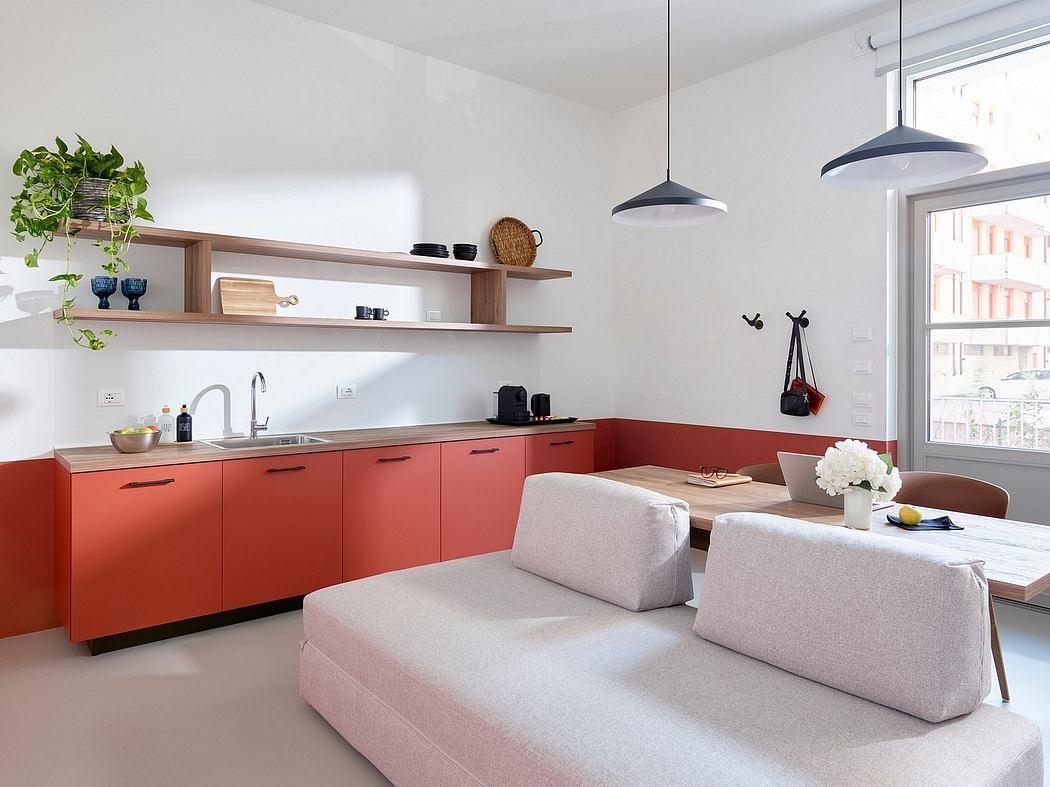 Nagy polcos konyha vörös színben