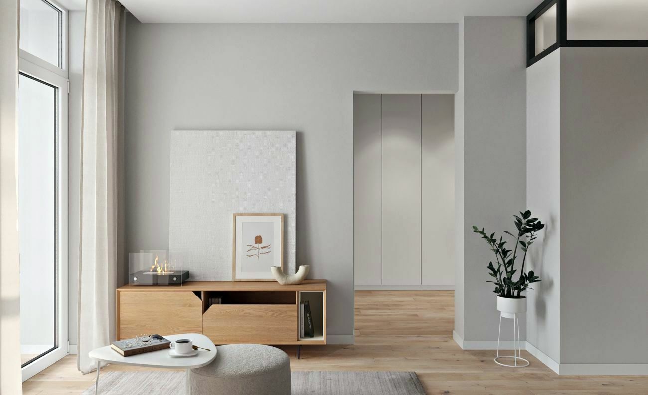 Ajtó nélküli átjáró kis lakásban