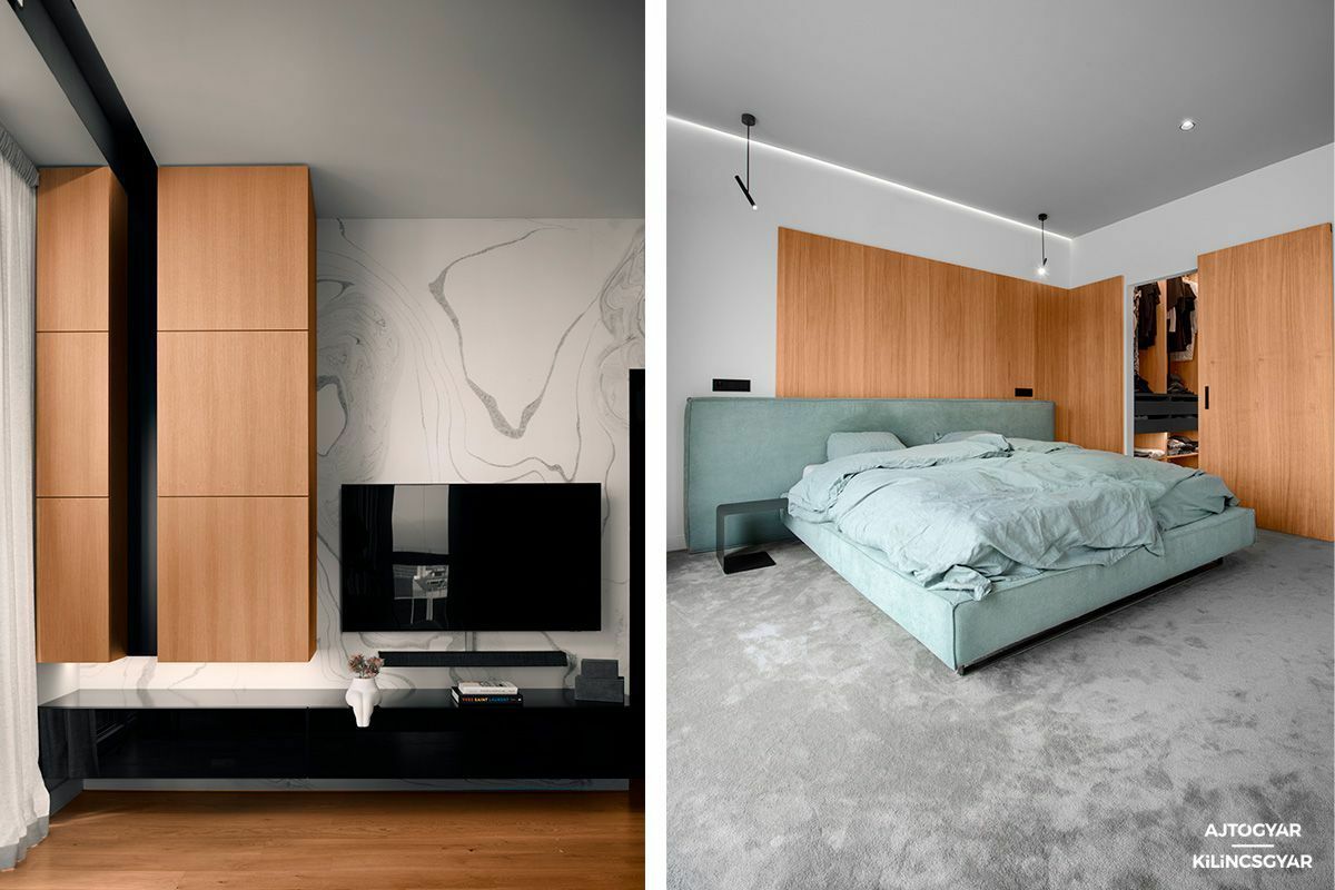 Modern hálószoba és gardrób