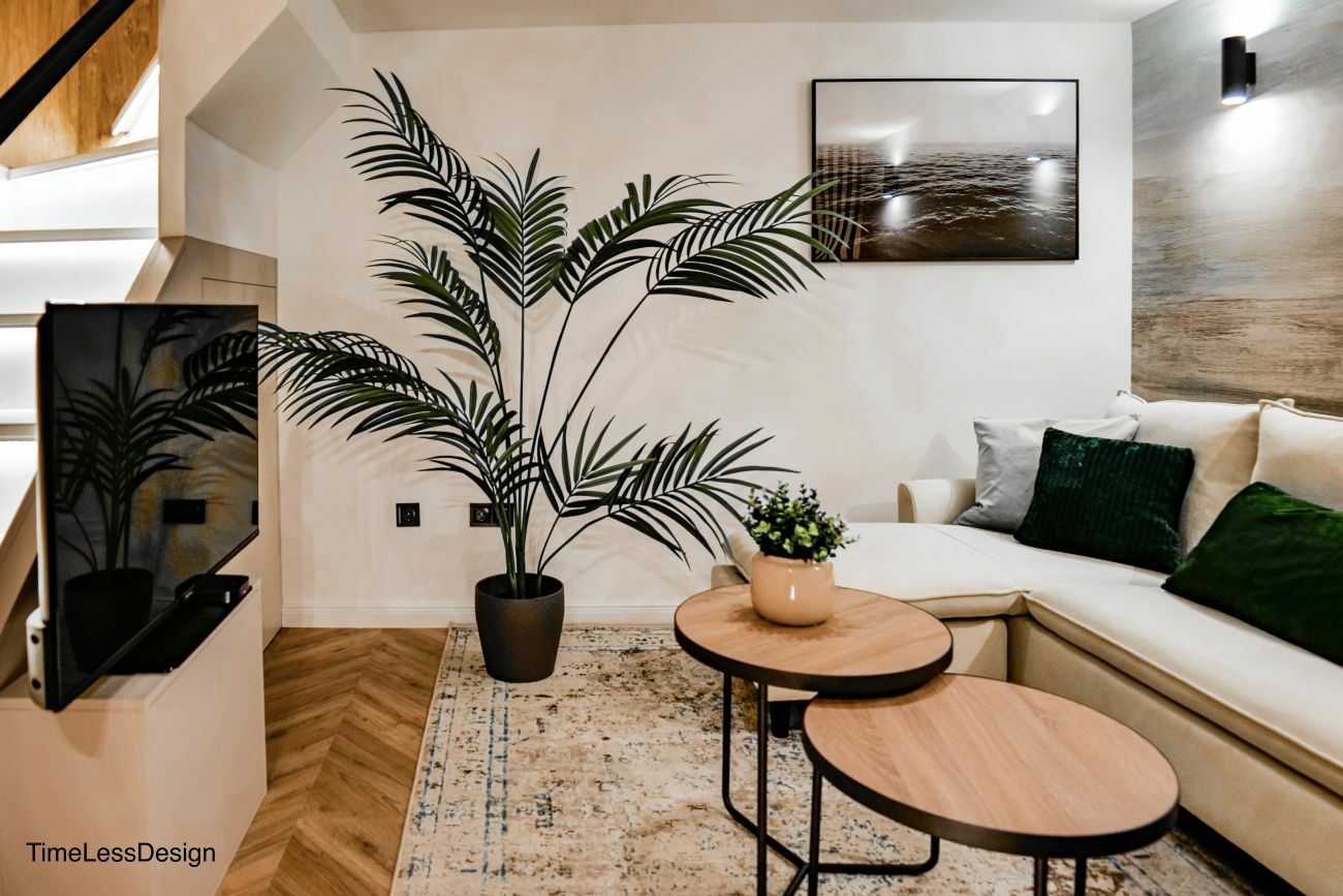 A nappali egy kényelmes sarokkanapéval