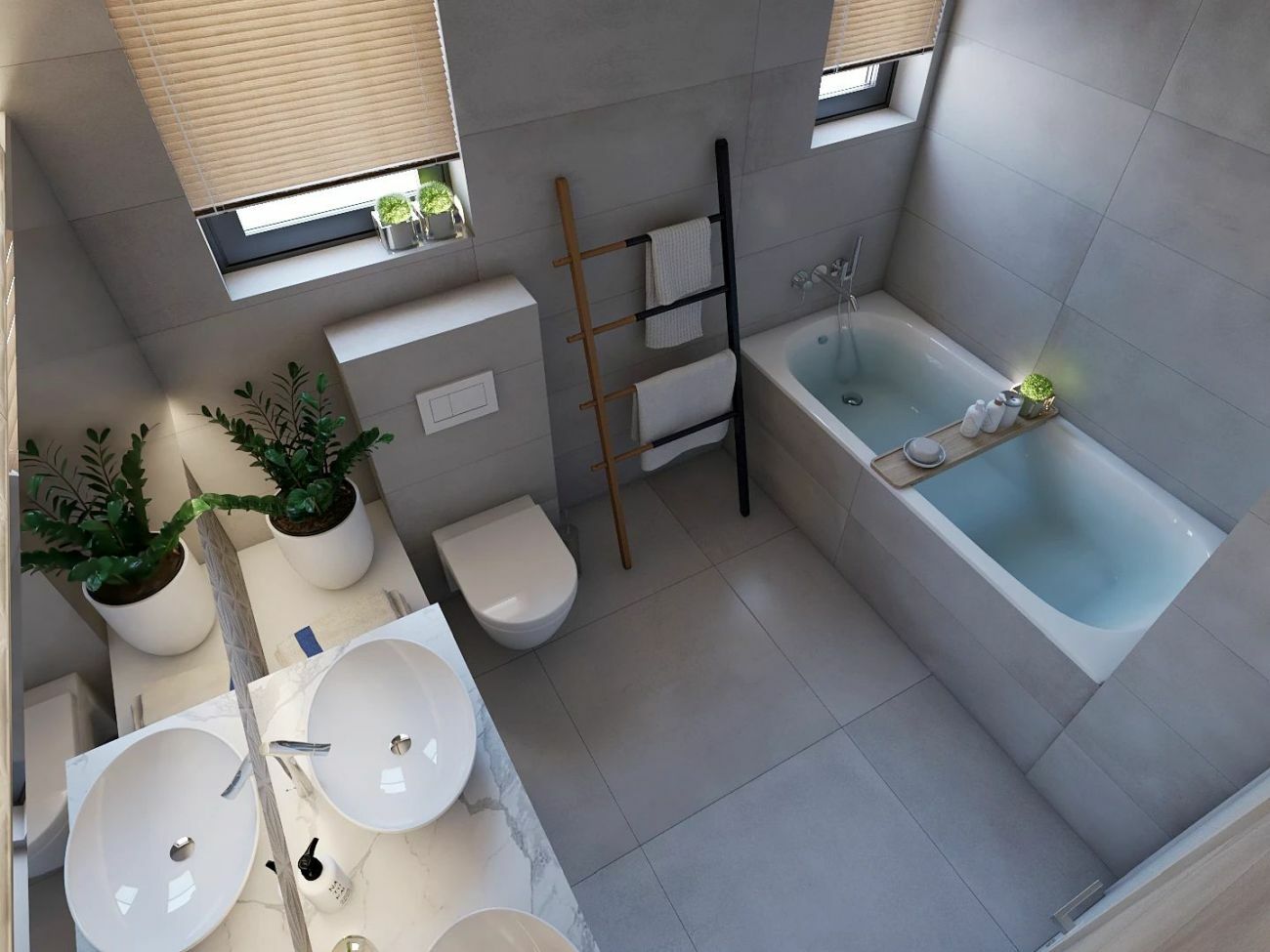 Modern fürdőkádas elrendezés