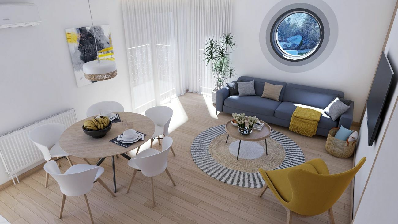 Világos zágrábi lakás lakberendezési látványtervei
