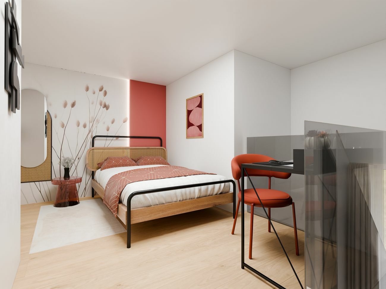 Franciaágyas galéria korallvörös falszínnel