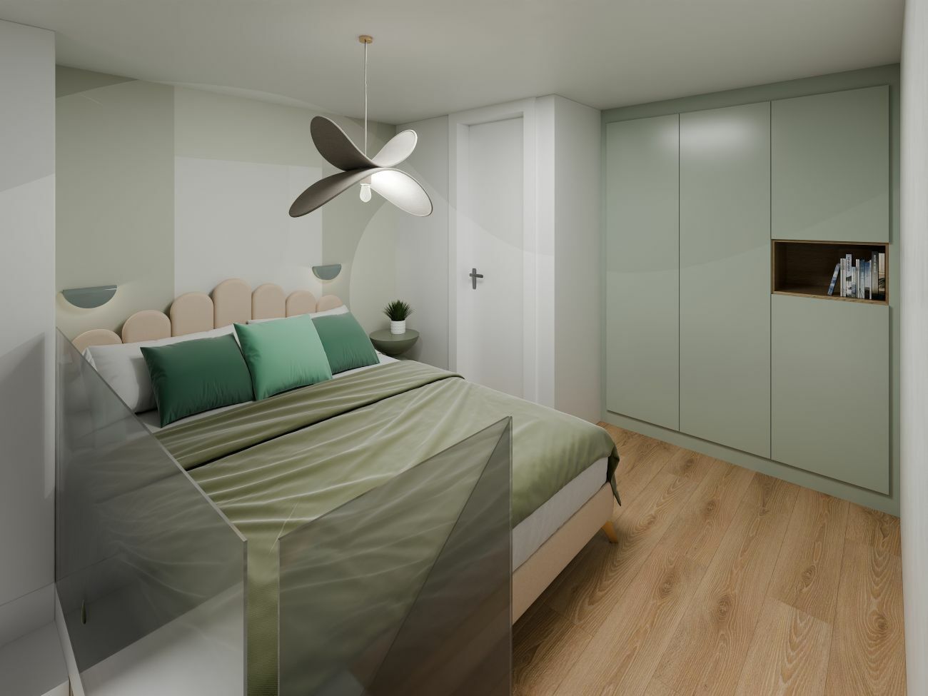 A galérián külön fürdőszoba és gardróbszekrény