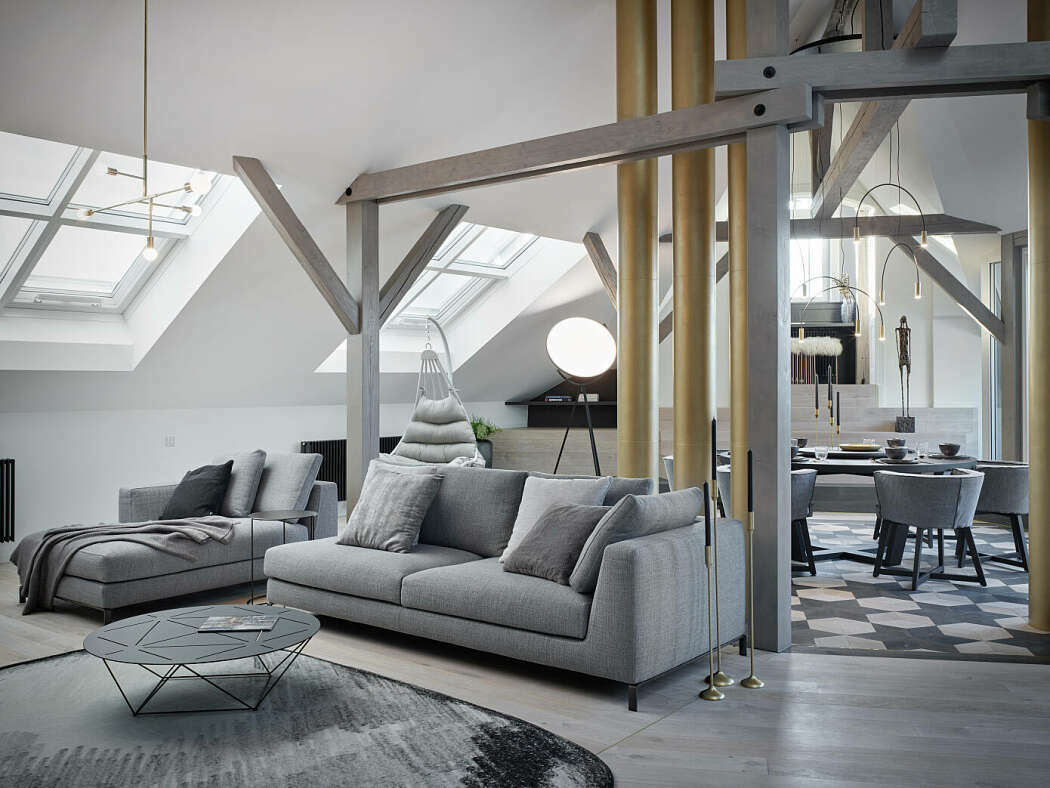 Szürke tetőtéri kanapé