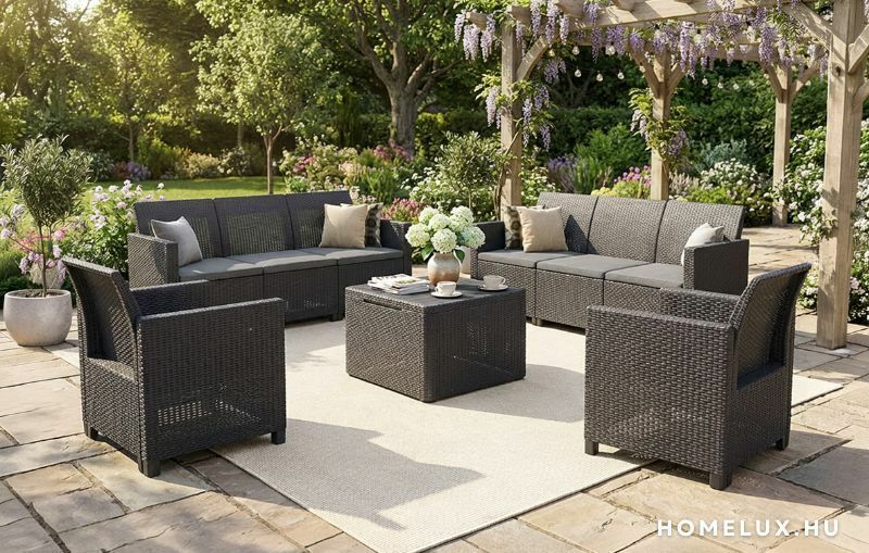 Műanyag kerti garnitúra antracit