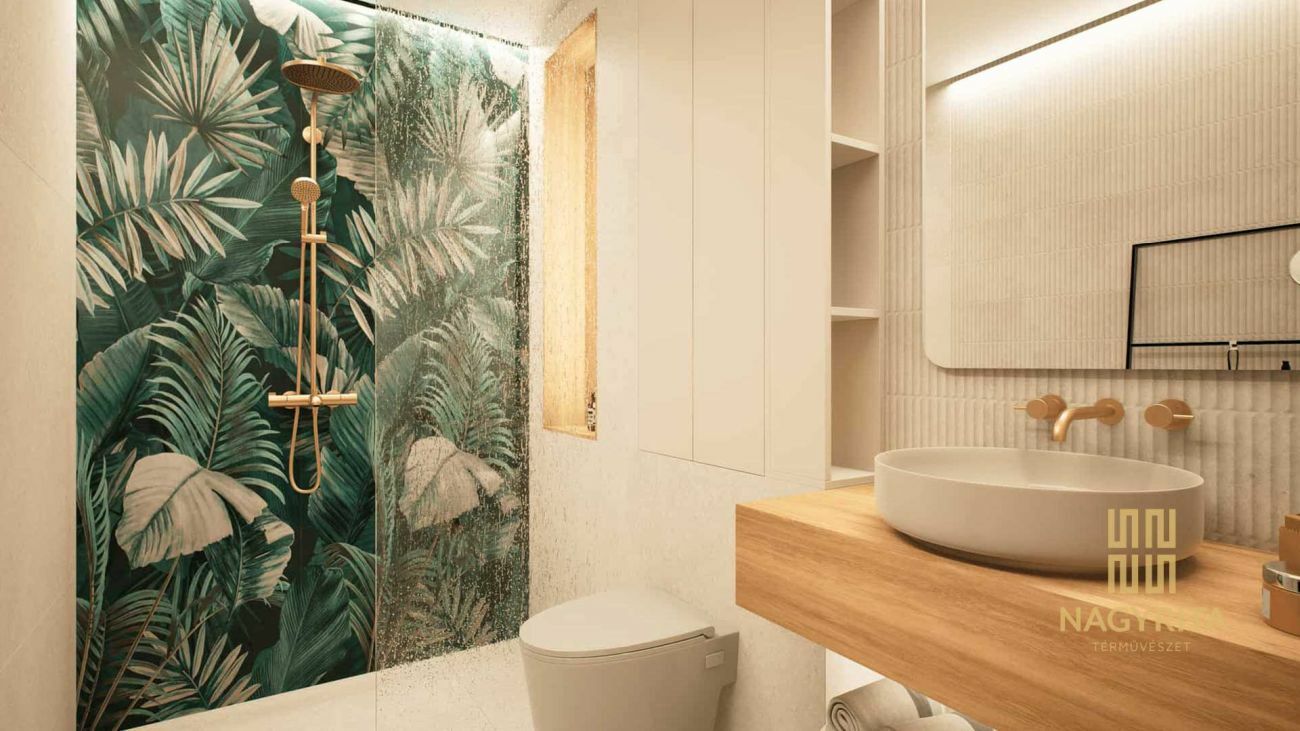 Fürdőszoba organikus mintákkal