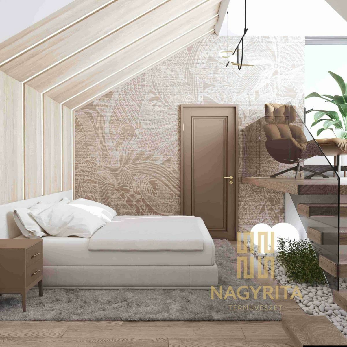 Tetőtéri hálószoba részlet