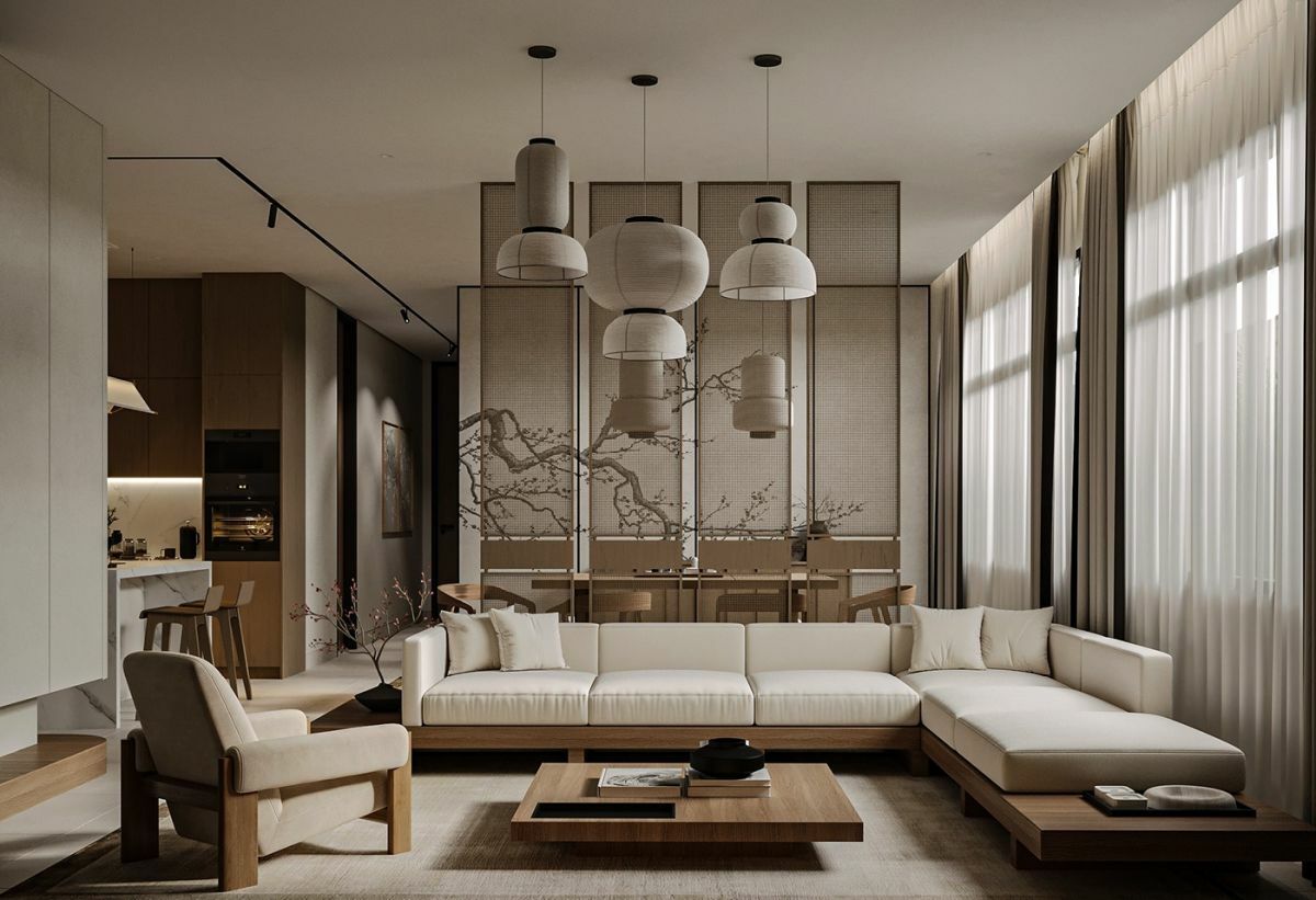 Natúr színű nappali ötlet