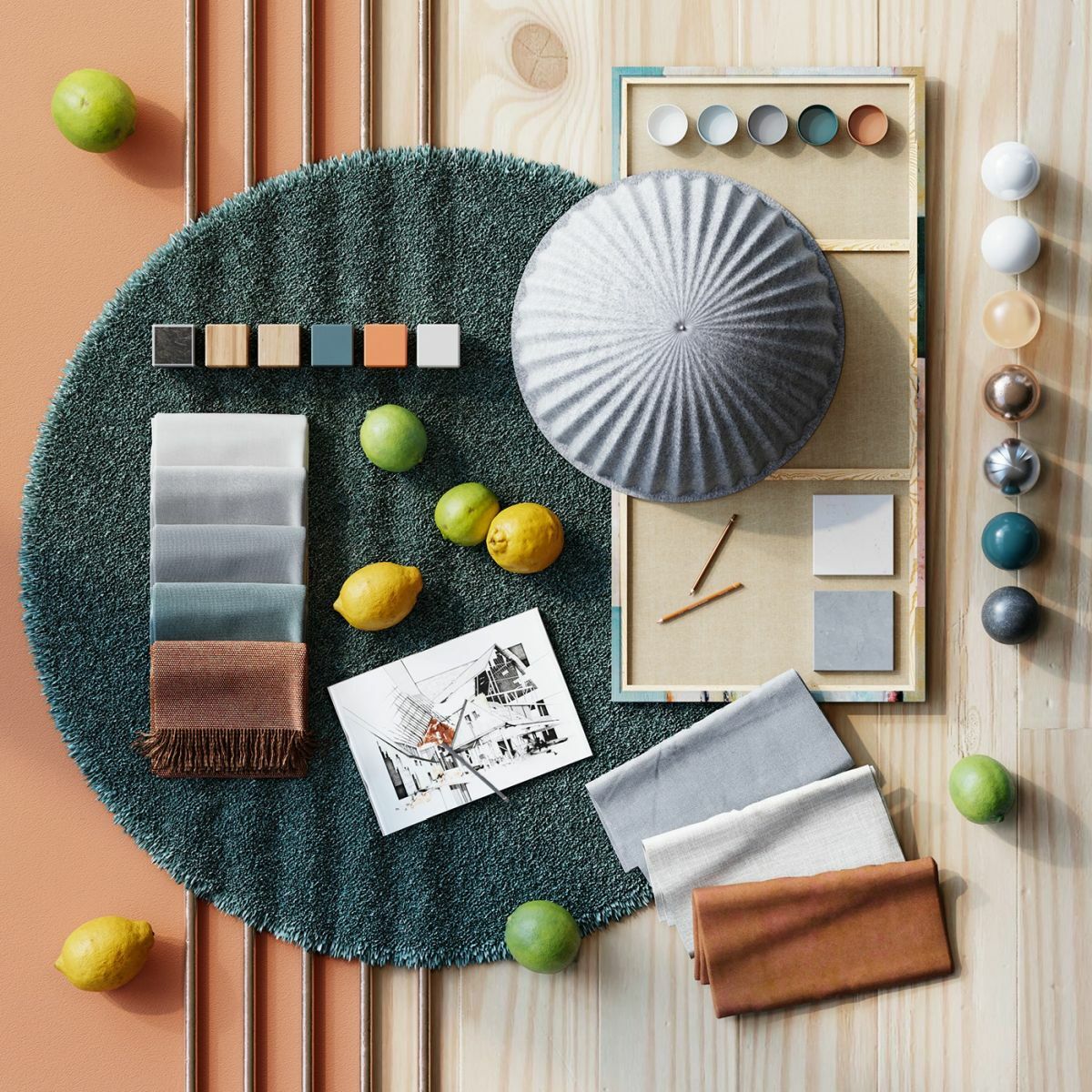 Moodboard a lakás színeivel