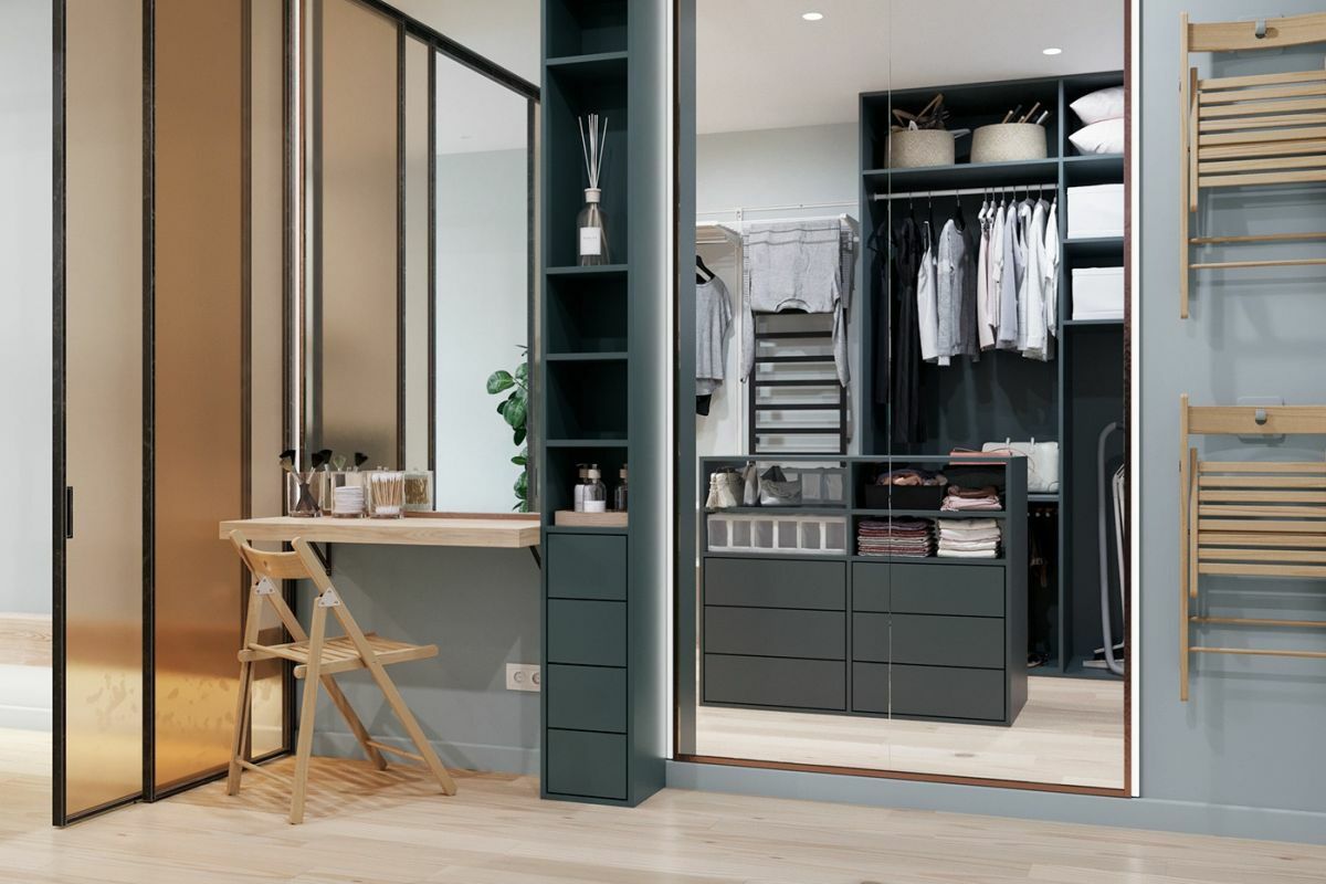 Elegáns zöld szekrények gardrób