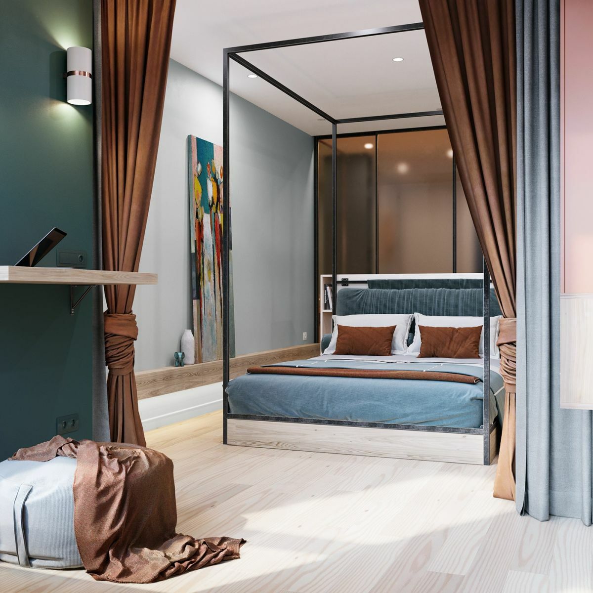 Türkiz és zöld hálószoba