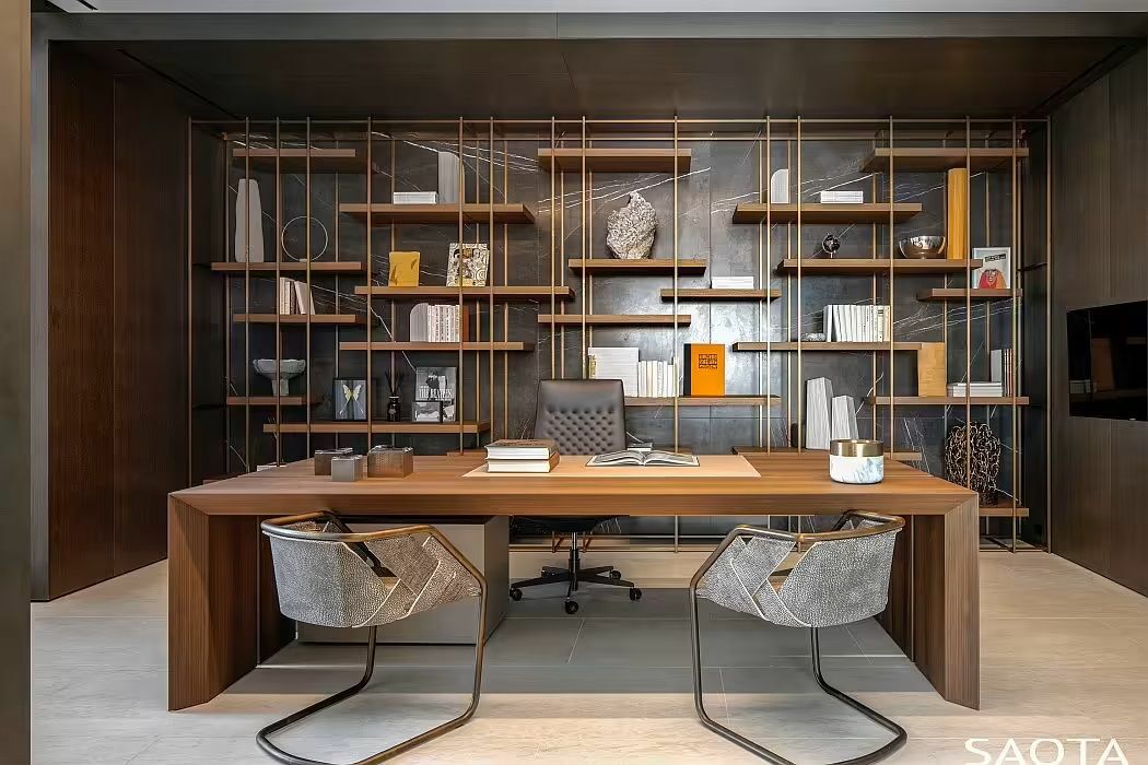 Különleges polcos szekrény home office-ban