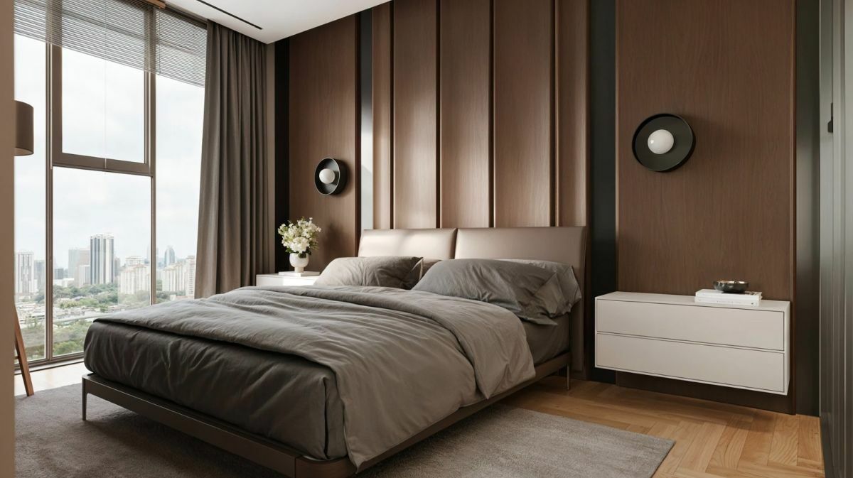 Aranybarna dekorfal hálószobában