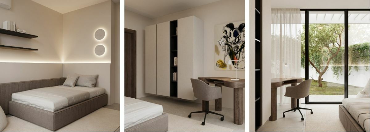 Gyerekszoba íróasztallal földszínekkel