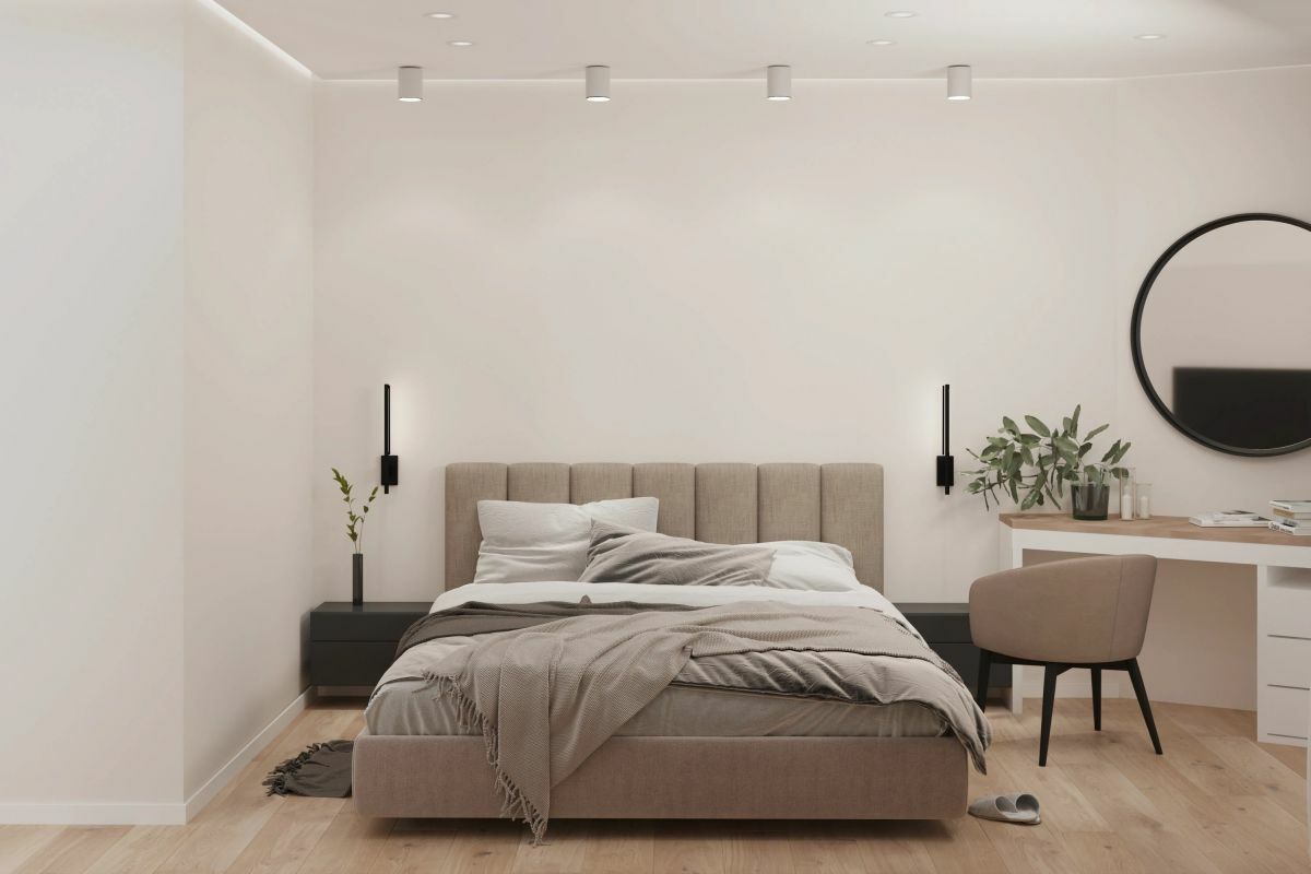 Világosbarna ágy női hálószobába