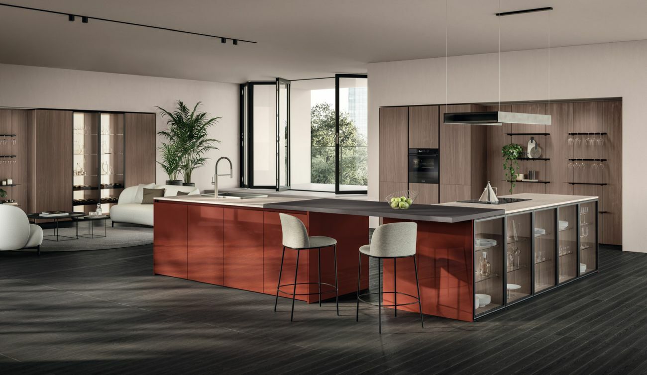 Scavolini Essenza konyha óriási L alakú konyhaszigettel