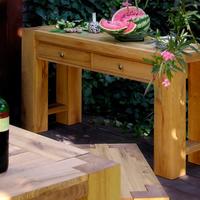 Tölgyfa kerti bútor garnitúra padokkal és bortartó