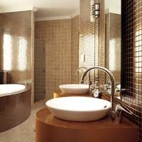 Mozaik és üvegmozaik fürdőszobában, medencében