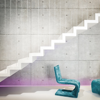 Könnyed modern lépcső megoldás pihenőszékekkel