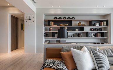 L-alakú panorámás nappali, konyha és étkező lakberendezés