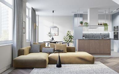 Pasztell színek, modern bútorok és stílusos burkolatok teszik egyedivé ezt a lakást