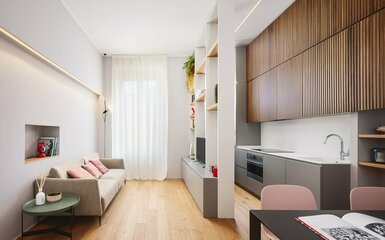 60 m2-es milánói lakás letisztult vonalú lakberendezéssel