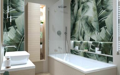 Modern burkolatok, stílusos szaniterek Sándor Éva fürdőszoba látványtervein